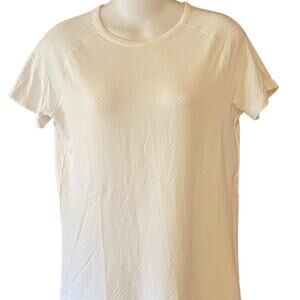 Athleta Women's Large White Short Sleeve Textured Athleisure Top